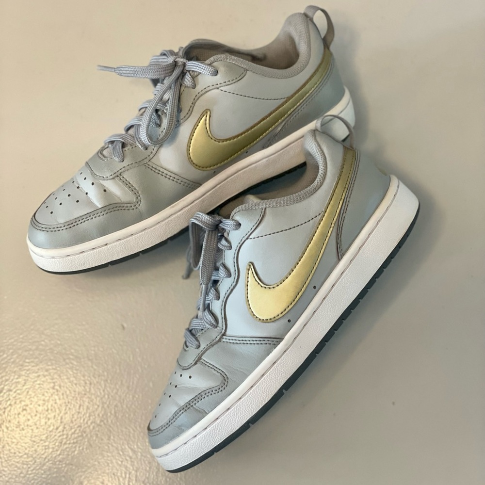 Nike dunks low top Air Force ones boys youth 5 gold grey blue